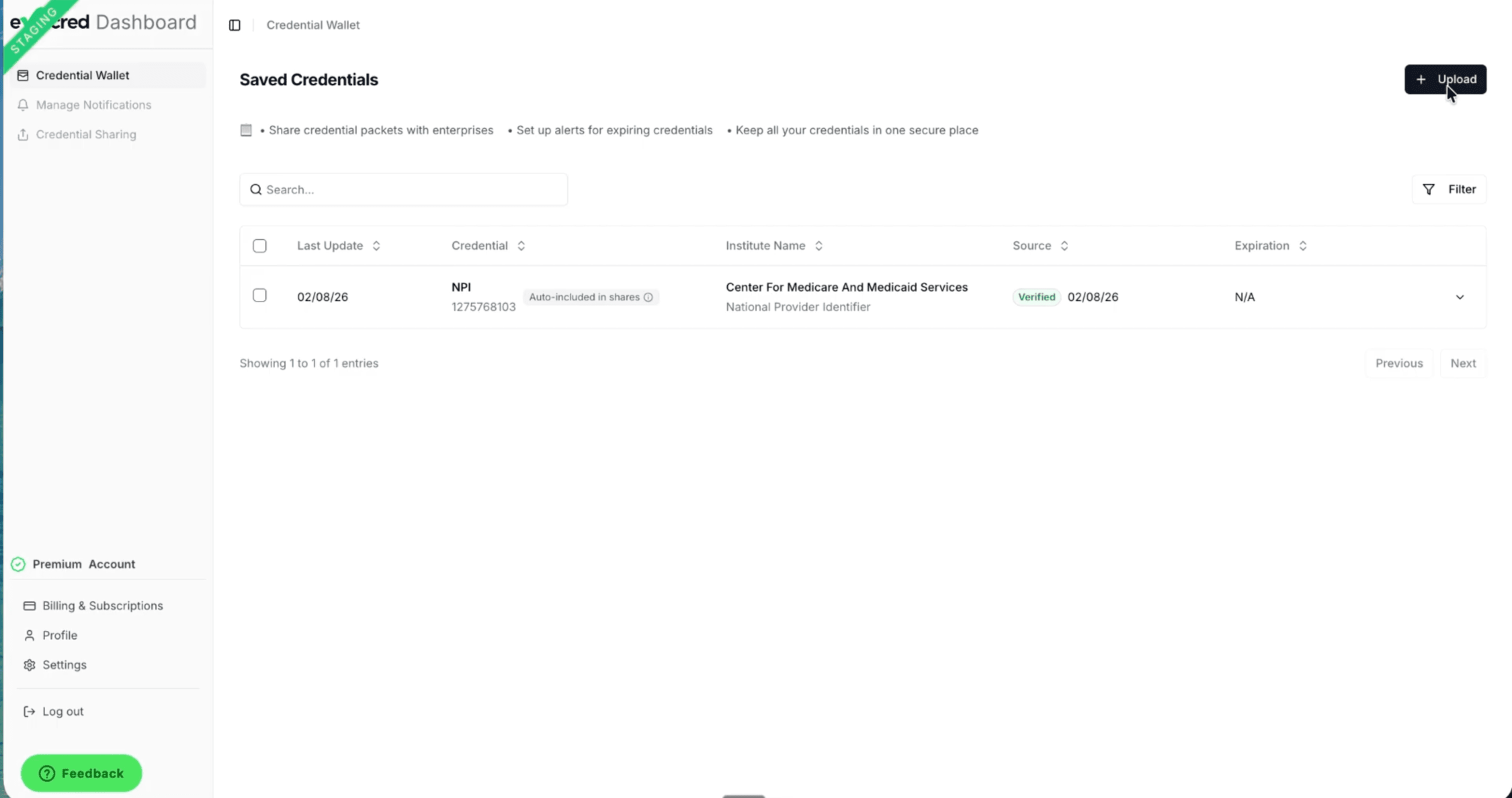 Evercred physician dashboard preview